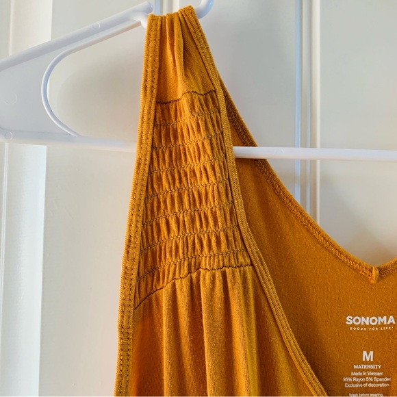 Sonoma Maternity Mustard Yellow Side Tie Midi Dress | Medium - Picture 4 of 5